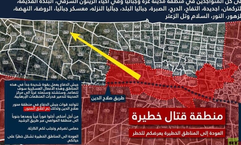 خريطة قتال غزة امدر تايمز
