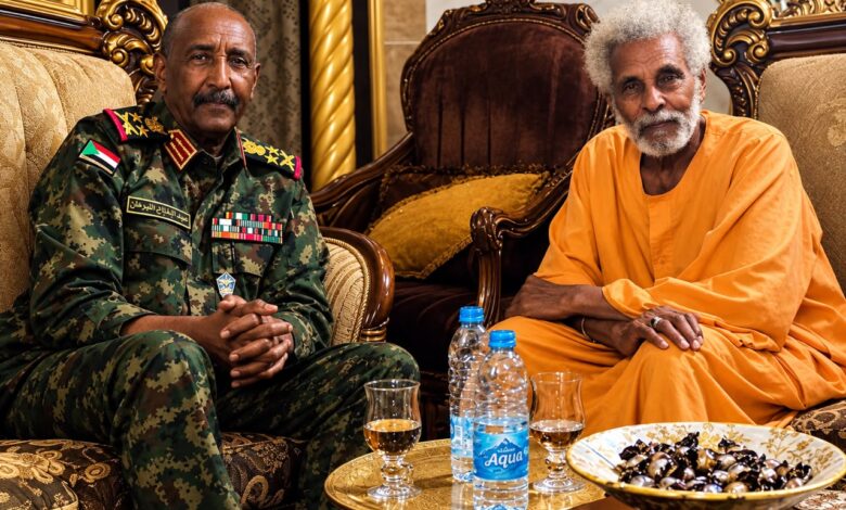 رئيس مجلس السيادة عبدالفتاح البرهان يزور الفنان والموسيقار السوداني أبوعركي البخيت في منزله بمدينة أم درمان، في زيارة تعكس الاهتمام بالفن والثقافة السودانية.